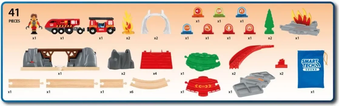 Дерев'яна залізниця Brio (Бріо) 36004 Пожежний набір Smart Tech 6