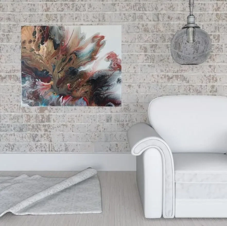 Перо Жар-птаха  живопис  Fluid Art  акрил 6