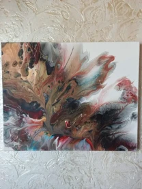 Перо Жар-птаха  живопис  Fluid Art  акрил