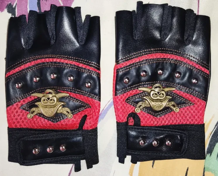 Велосипедные перчатки без пальцев с черепом 3