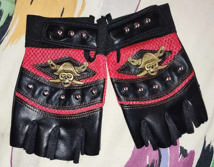 Велосипедные перчатки без пальцев с черепом 4