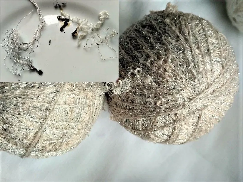 Пряжа нитки с серебряным и золотым люрексом, общий вес  365 гр. 5