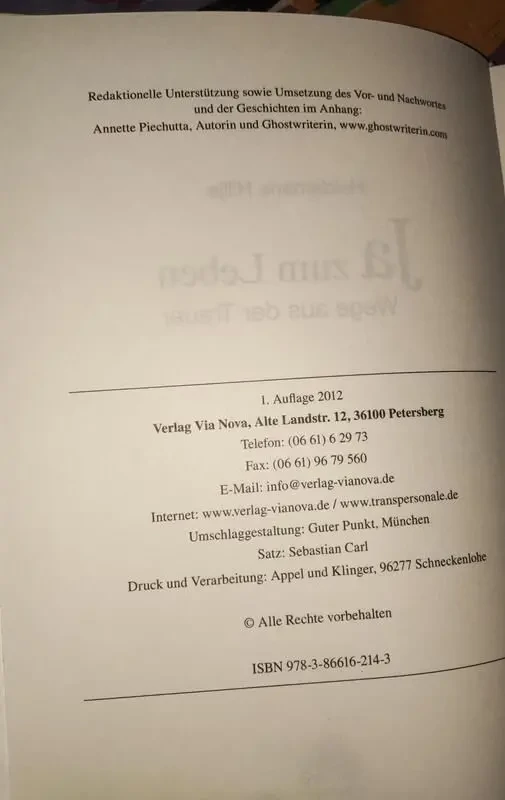 Heidemarie Hillje, Ja Zum Leben Wege Sus Der Trauer, Так життя, шляху 4