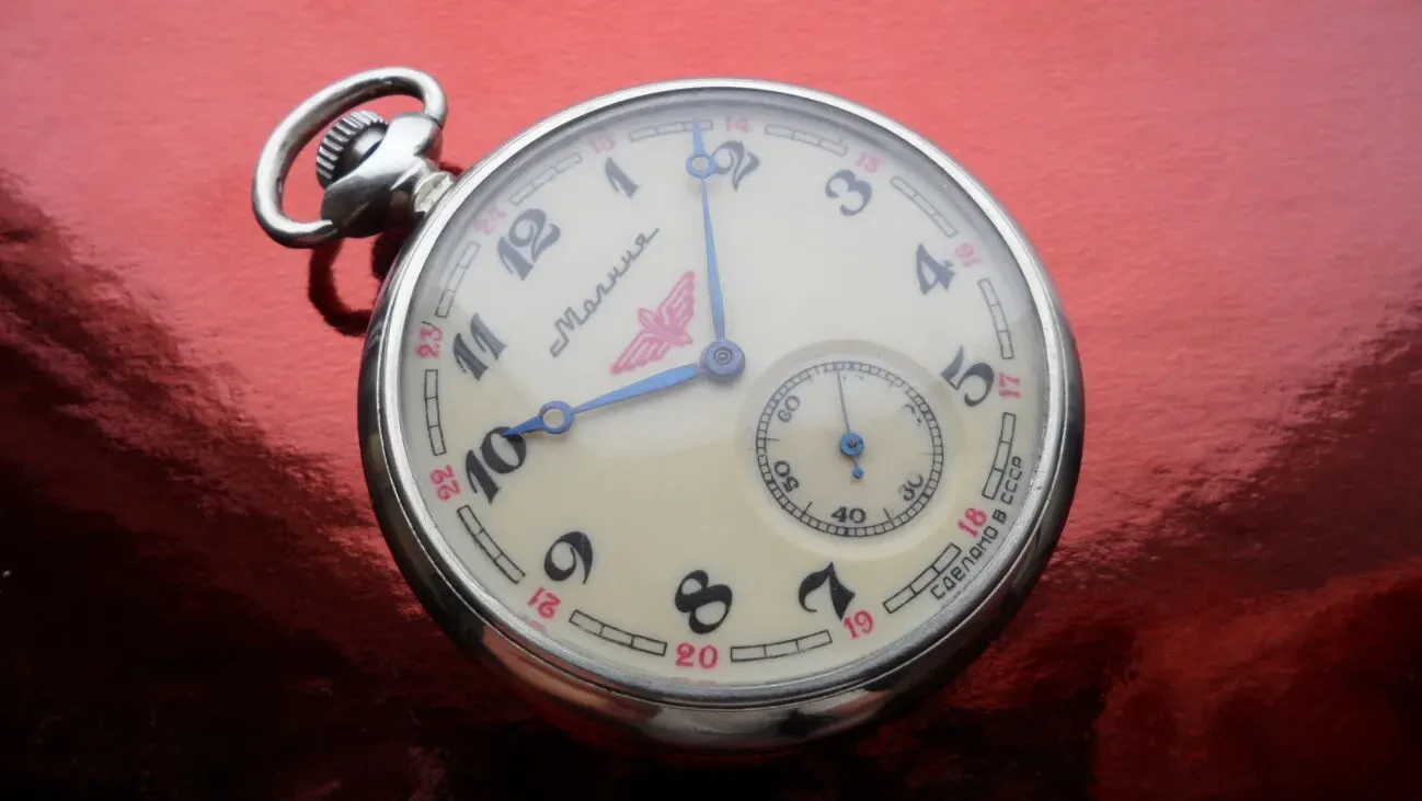 МОЛНИЯ-ЛОКОМОТИВ, МЕЛЬХИОР сделано в СССР, КАРМАНнЫЕ часы 80-х. механ 7