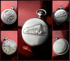 МОЛНИЯ-ЛОКОМОТИВ, МЕЛЬХИОР сделано в СССР, КАРМАНнЫЕ часы 80-х. механ