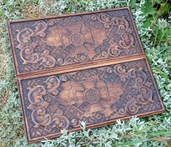 Дерев'яні нарди ручної роботи Ефект 50х44см інкрустовані металом