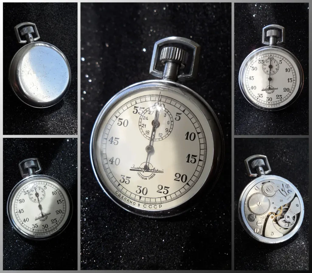 после ВОЕННЫЙ, ЗЛАТОУСТОВСКИЙ секундомер СССР 54-г механика 11 камней