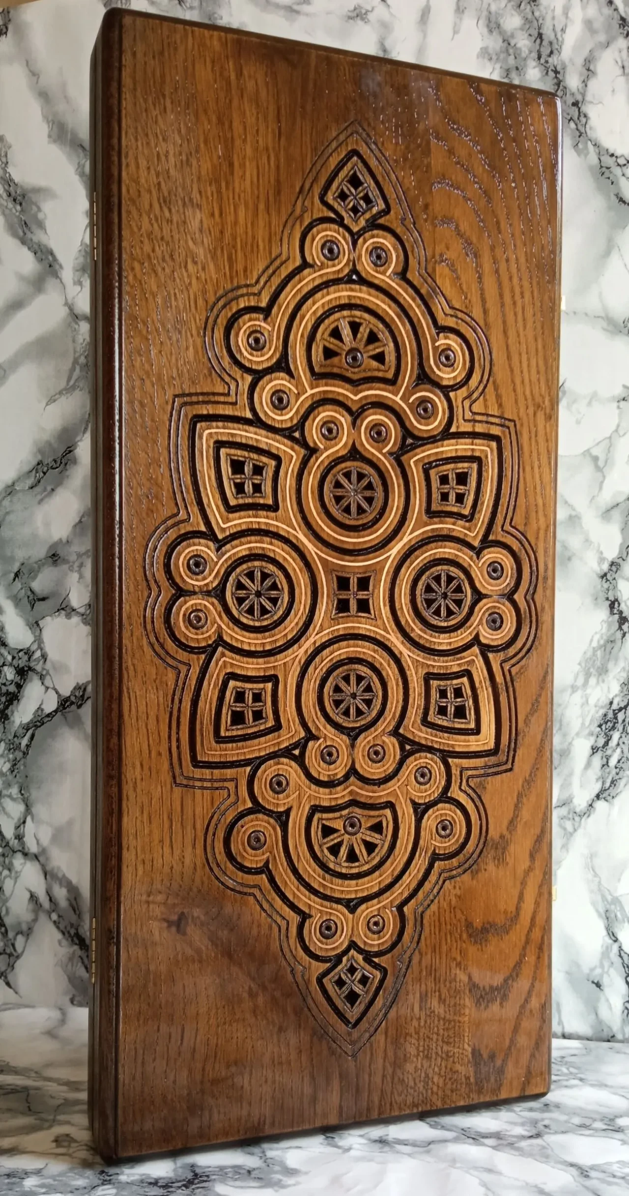 Нарди ручної роботи Рим з дерева інкрустовані металом 6