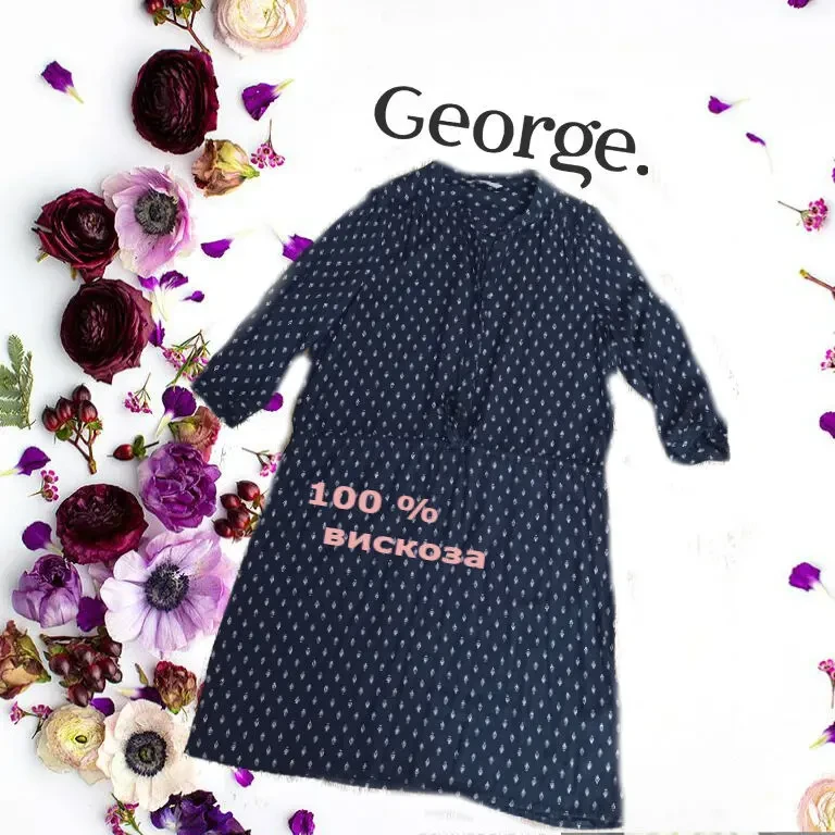 George красивое женские платье т синее в принт 48-50 вискоза