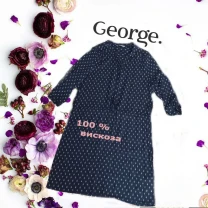 George красивое женские платье т синее в принт 48-50 вискоза