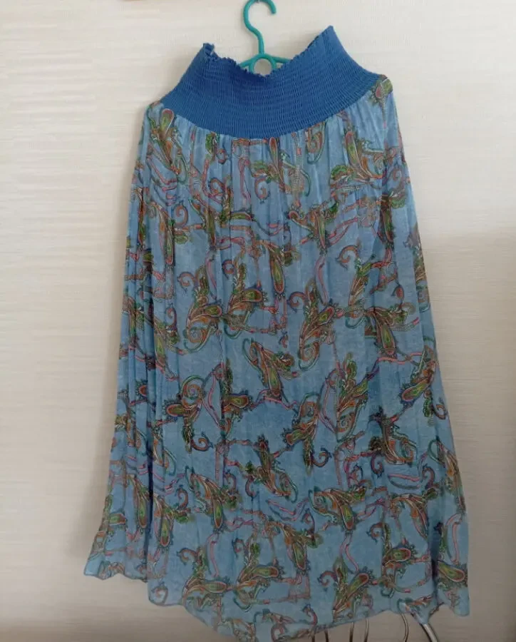 Красивая женская юбка длинная разноцветная верх шнуровка плиссе 48 5