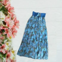 Красивая женская юбка длинная разноцветная верх шнуровка плиссе 48