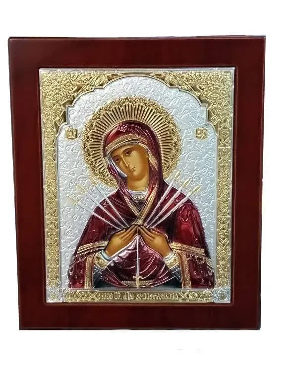 Икона Богородицы Семистрельная. Италия. Серебро