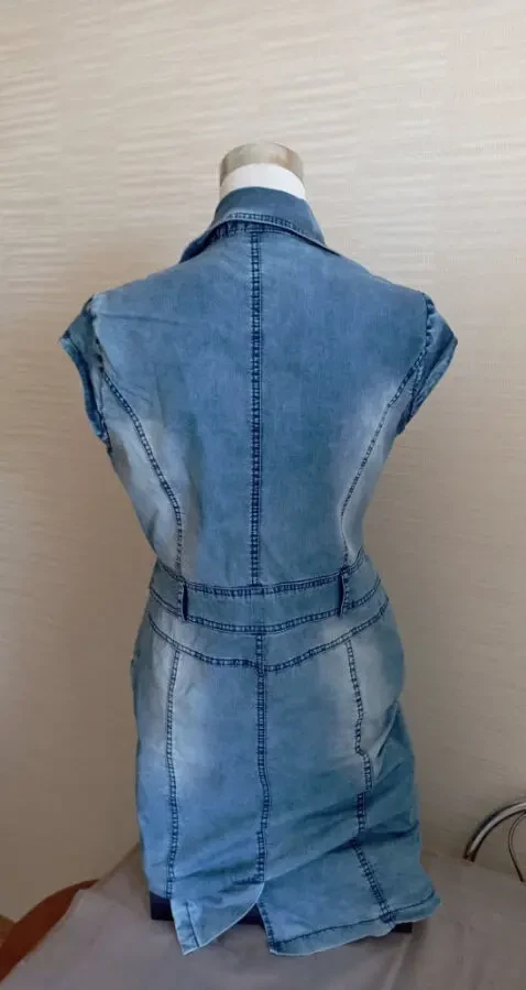 Stella Стильное красивое женское платье с кармашками джинс 7