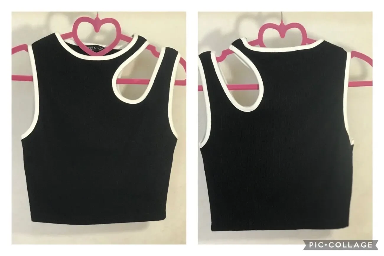 Новая топ-майка рубчик с белой отделкой люкс качество Турция