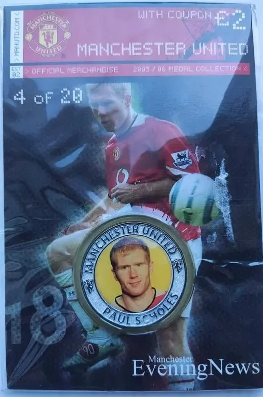Футбольна картка з медальйоном Fc Manchester United Paul Scholes 2
