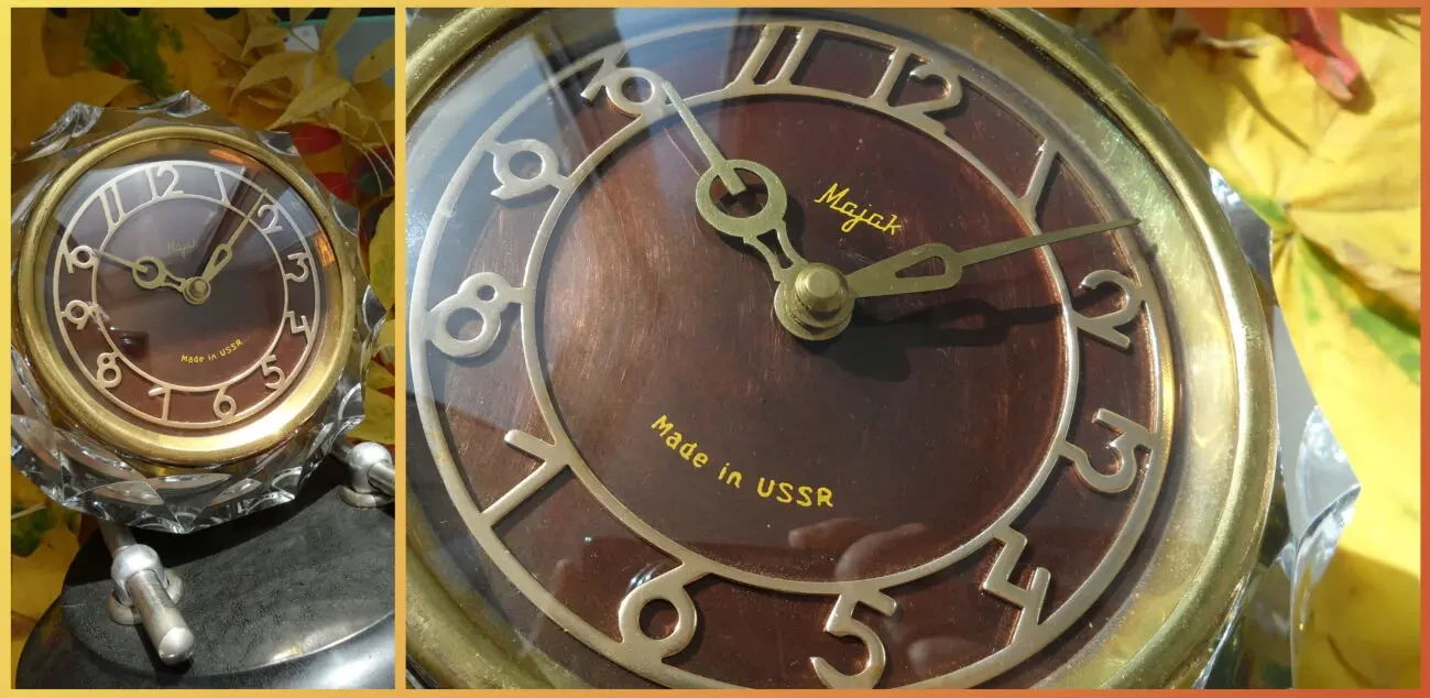 МАЯК-ОСЕНЬ-ХРУСТАЛЬ  НАСТОЛЬНО-КАМИННЫЕ часы, МЕХАНИКА, СДЕЛАНО в ССС 8