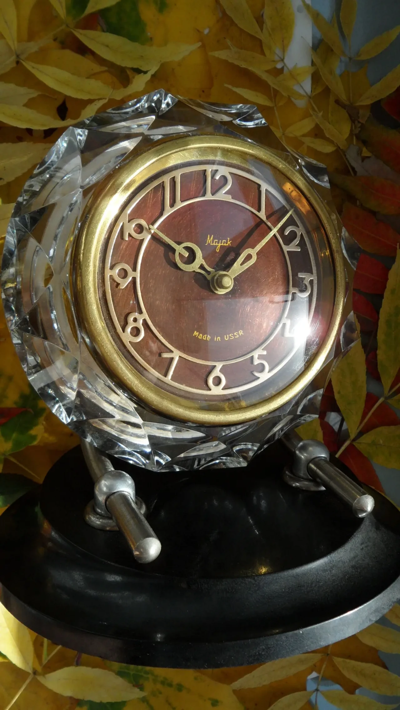 МАЯК-ОСЕНЬ-ХРУСТАЛЬ  НАСТОЛЬНО-КАМИННЫЕ часы, МЕХАНИКА, СДЕЛАНО в ССС 6