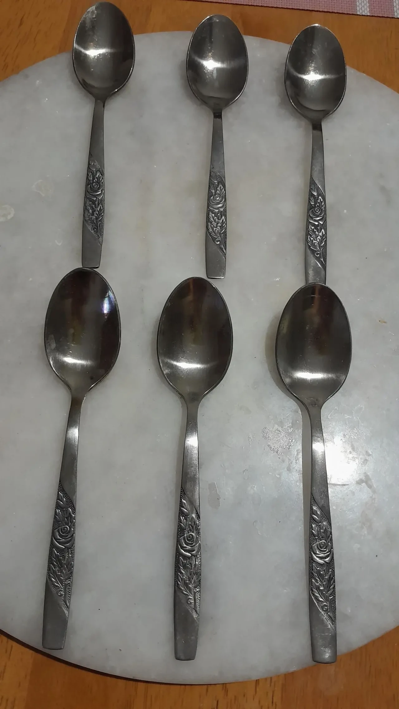 Красивые чайные ложки из нержавейки с розочкой. Новые. Ретро 2