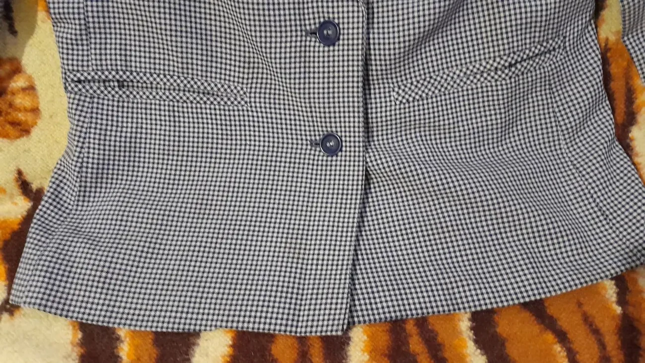 Классический пиджак в синюю клетку на подкладке.Польша 4