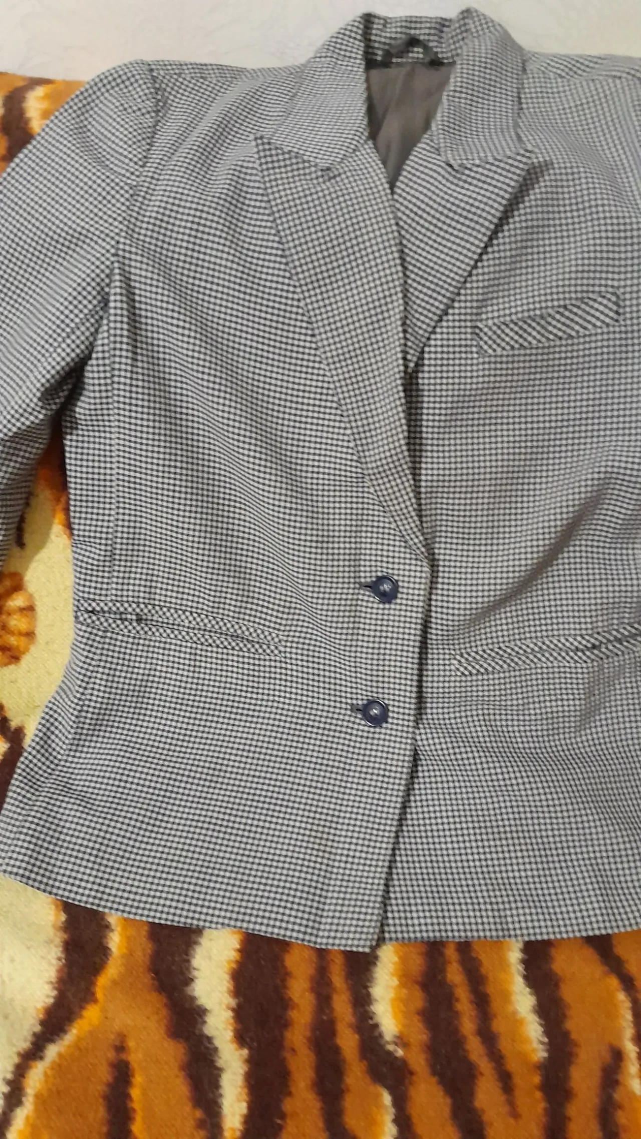 Классический пиджак в синюю клетку на подкладке.Польша 2