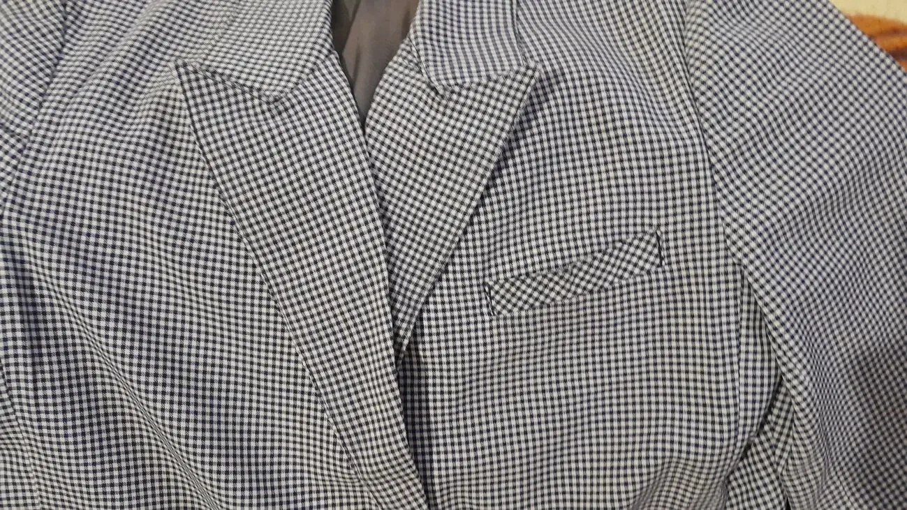 Классический пиджак в синюю клетку на подкладке.Польша 3