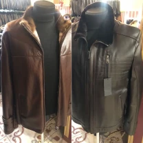 Акція!Коричневі шкіряні дублянки