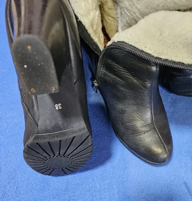 Зимові кожані чоботи на хутрі. 6