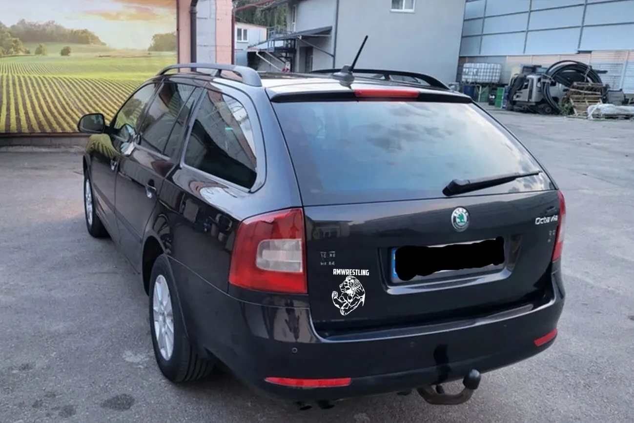 Наклейка Лев Rmwrestling Белая на авто 7