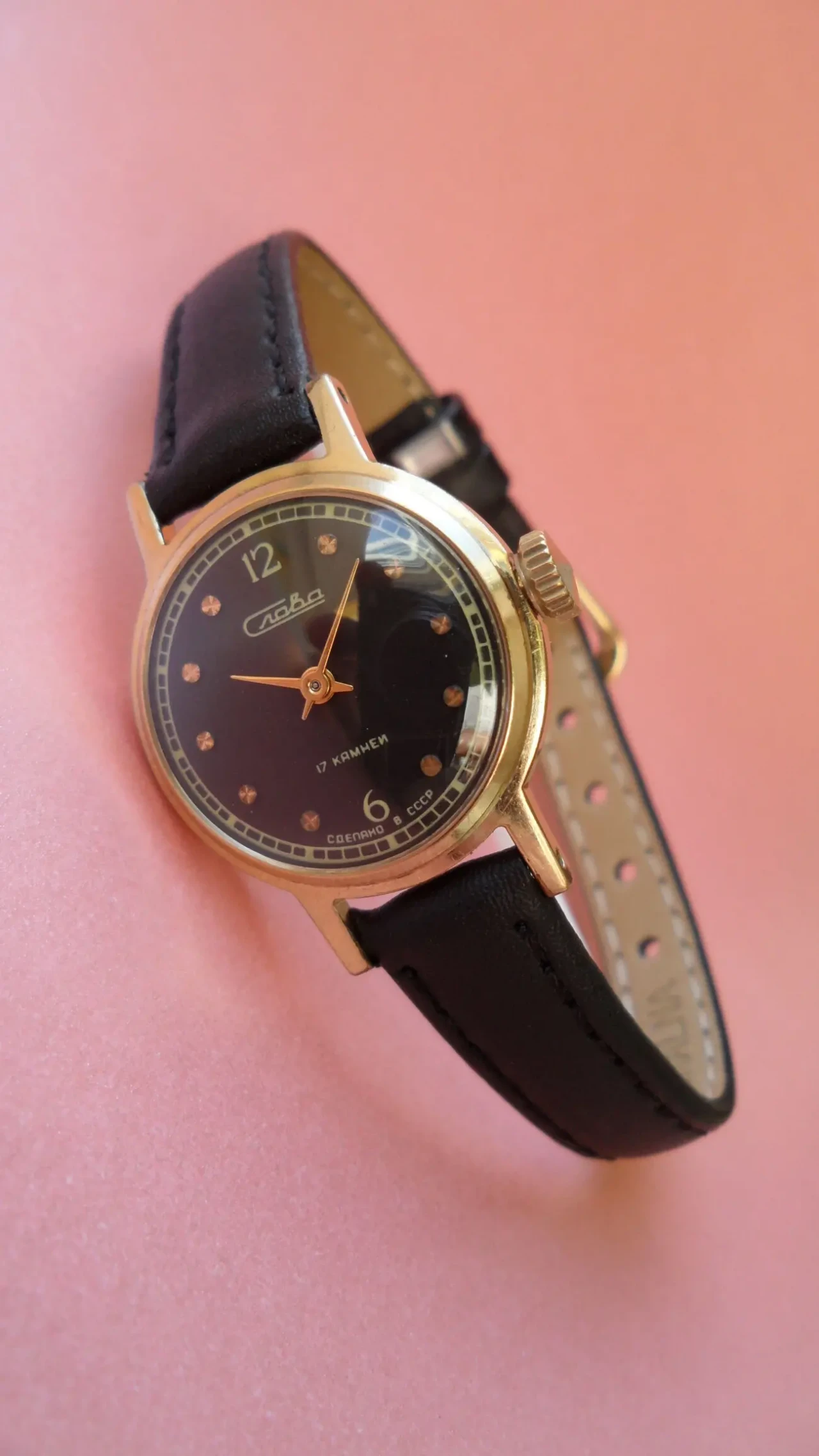 Женские часы, ПОЗОЛОЧЕННЫЕ, Слава-1601, СССР 80-х. НОВЫЙ ремешок. 8