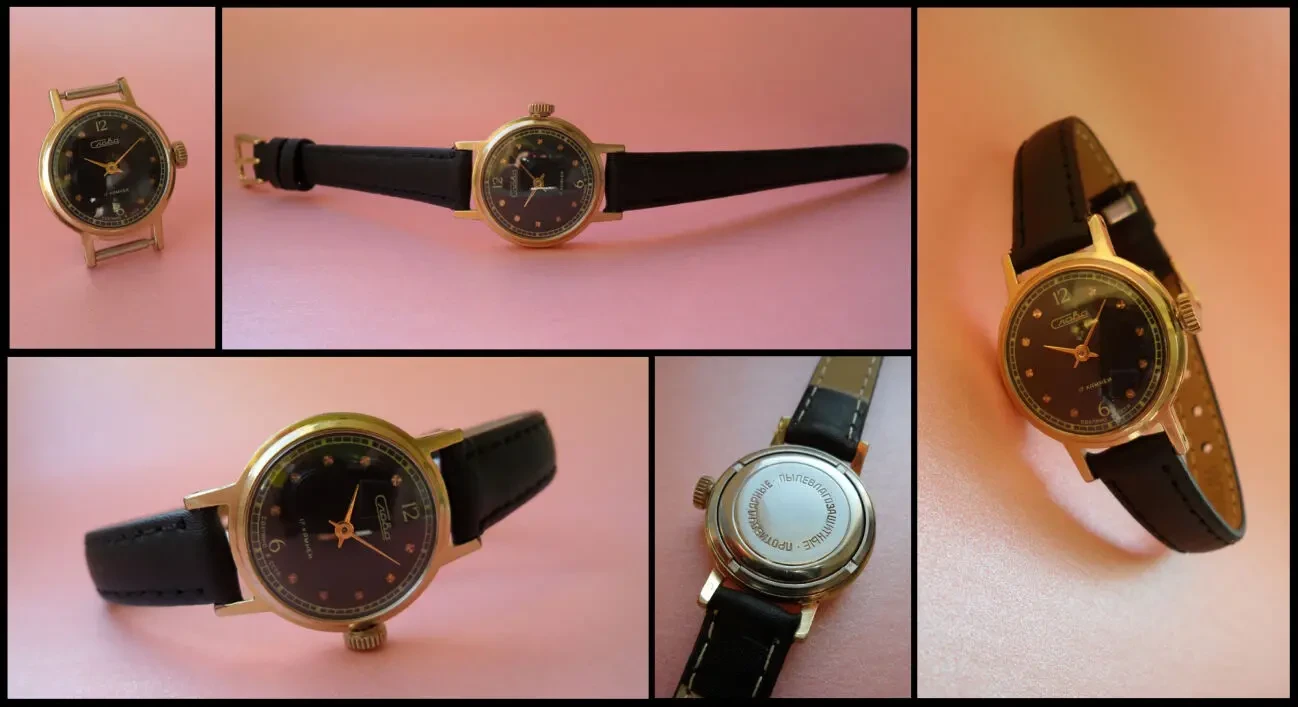 Женские часы, ПОЗОЛОЧЕННЫЕ, Слава-1601, СССР 80-х. НОВЫЙ ремешок.