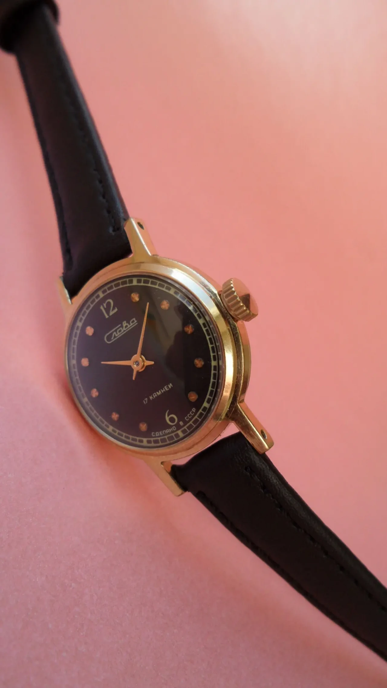 Женские часы, ПОЗОЛОЧЕННЫЕ, Слава-1601, СССР 80-х. НОВЫЙ ремешок. 4