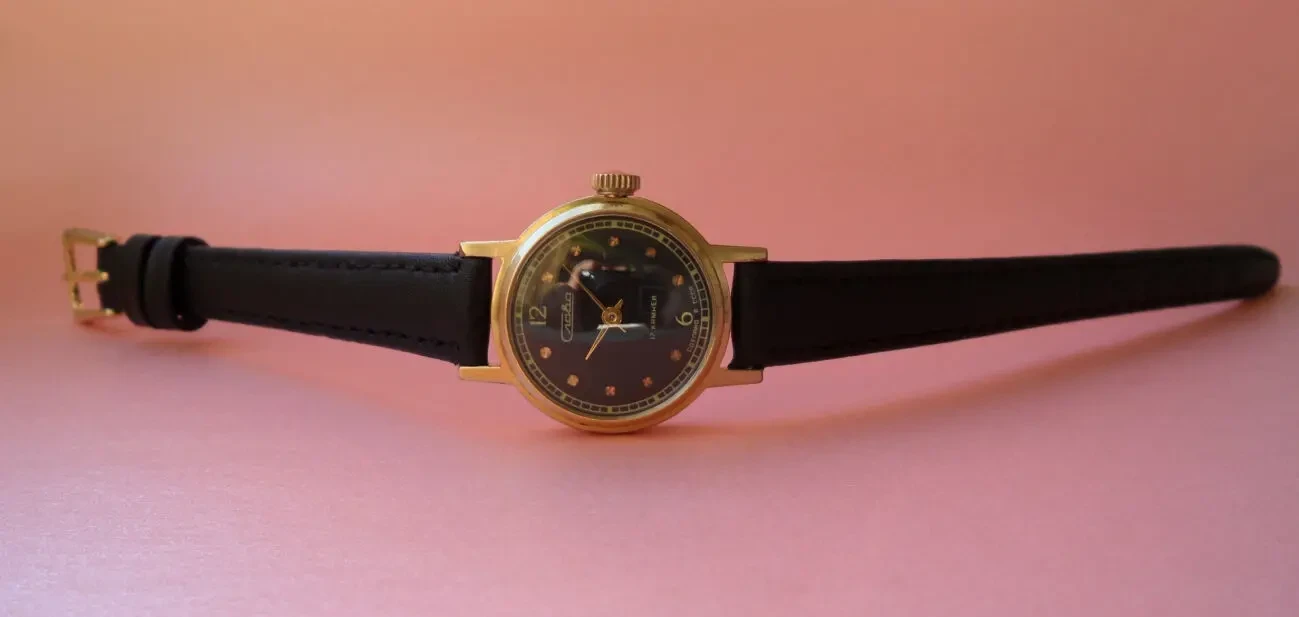 Женские часы, ПОЗОЛОЧЕННЫЕ, Слава-1601, СССР 80-х. НОВЫЙ ремешок. 3