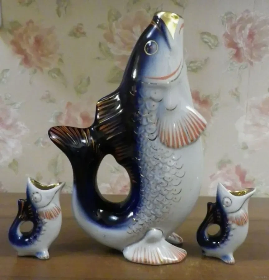 Набор Штоф и 2 рюмочки Рыбки 26 см и 8 см Городница 5