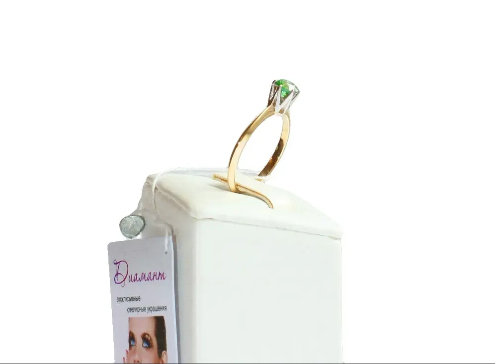 Золотое кольцо Infinity с зеленым бриллиантом 0, 51 карат. Эксклюзив 8