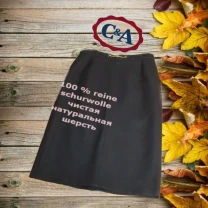 CA Canda Шерстяная теплая женская юбка черная 52-54