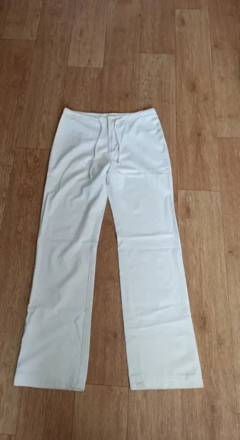 DLF Красивые женские брюки вискоза лен бежевые прямые 48 2