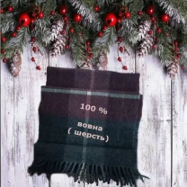 Шерстяной теплый мужской шарф с бахромой