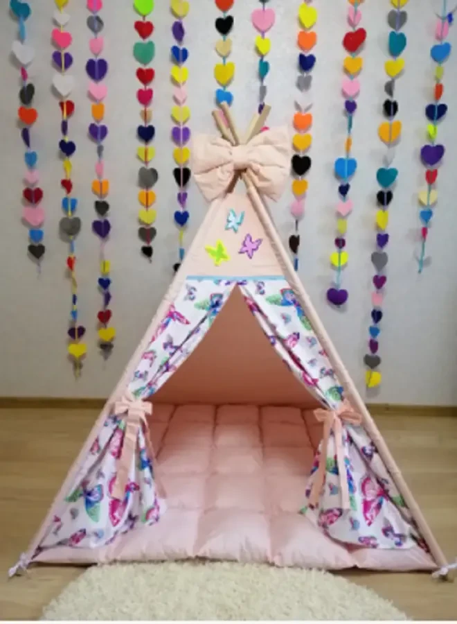 Вігвам для дітей Метелики на рожевому 2