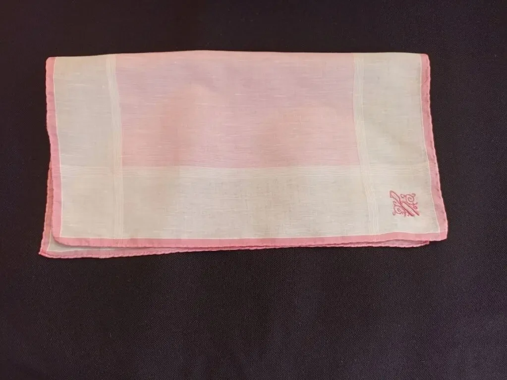 Женский 1 -л2 носовой платок женский белый розовый с монограммой 5