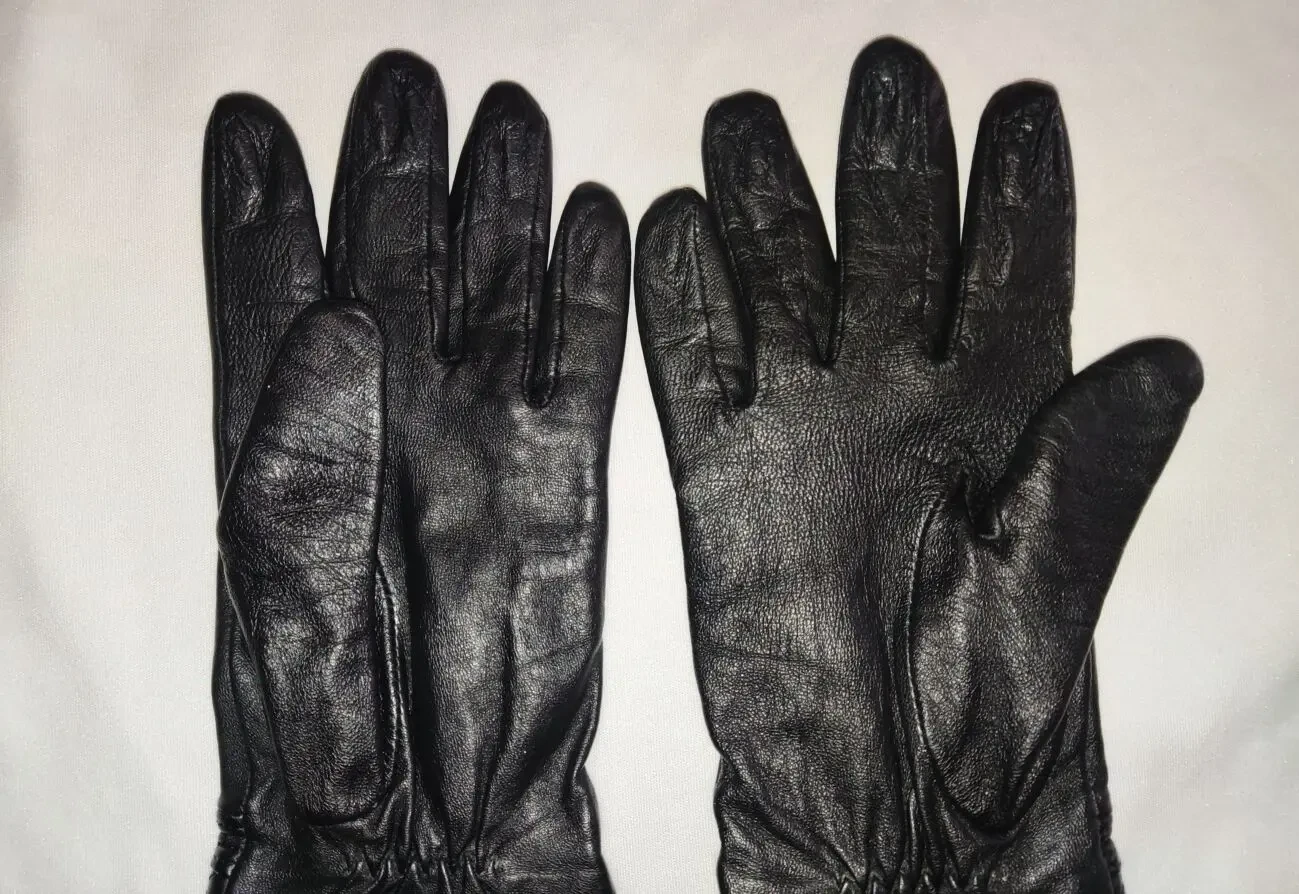 Стильные, удлиненные, демисезоные, кожаные перчатки 6