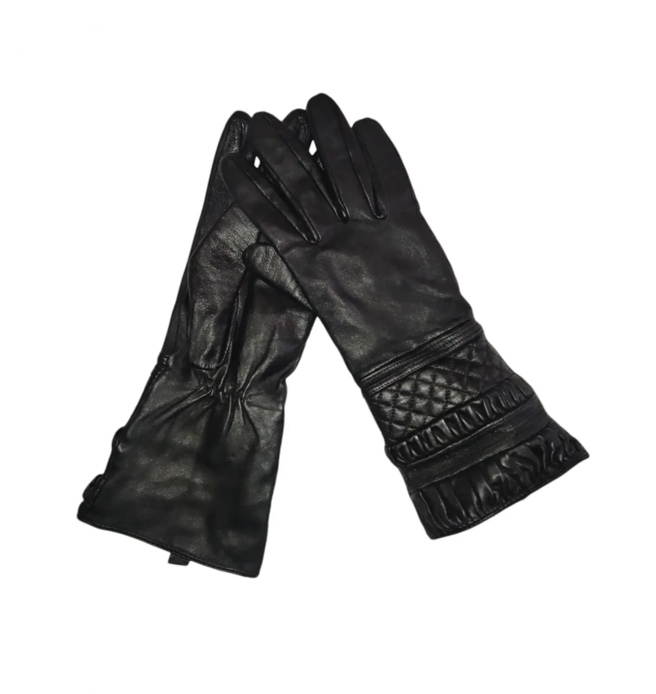 Стильные, удлиненные, демисезоные, кожаные перчатки