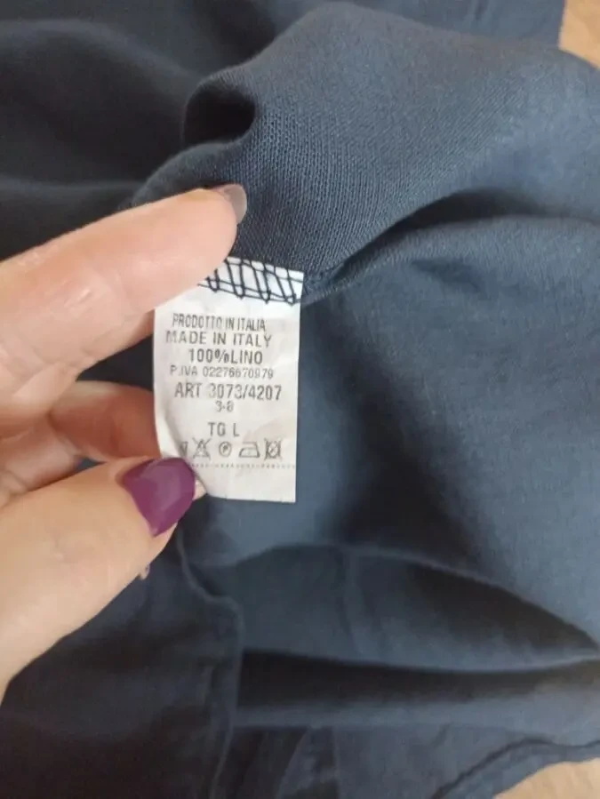 Femella Итальянская льняная женская блузка сизо синяя на 52-54 8