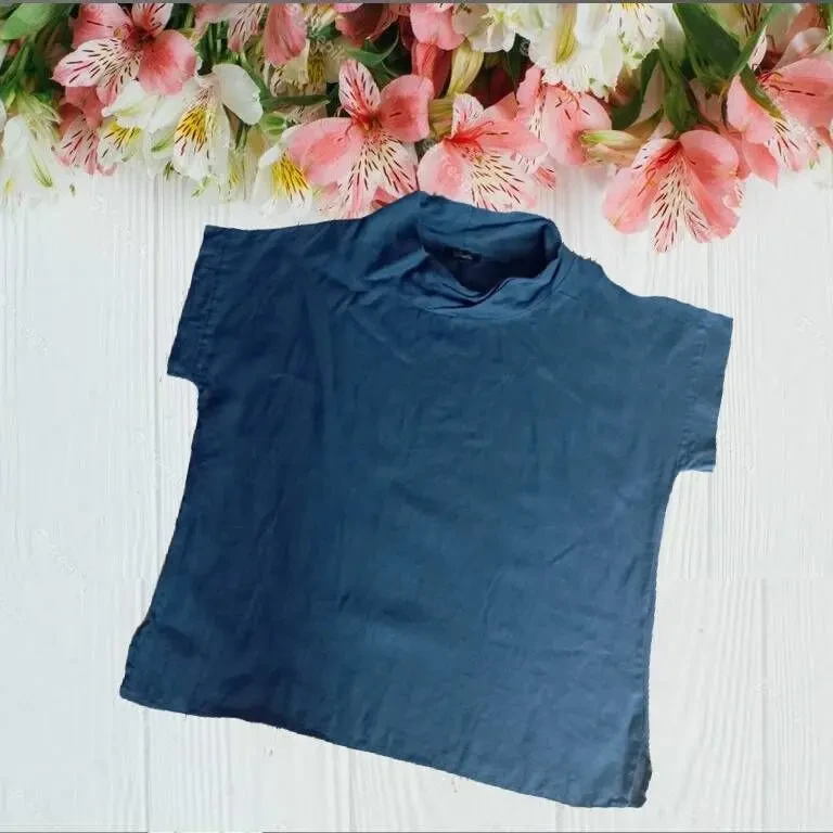 Femella Итальянская льняная женская блузка сизо синяя на 52-54 2