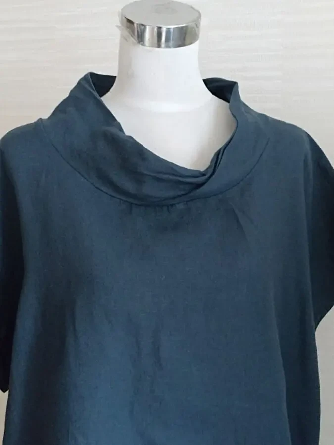 Femella Итальянская льняная женская блузка сизо синяя на 52-54 6