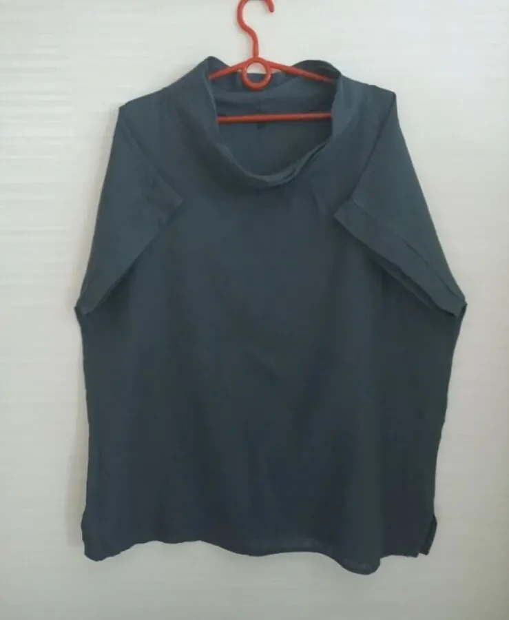 Femella Итальянская льняная женская блузка сизо синяя на 52-54 3