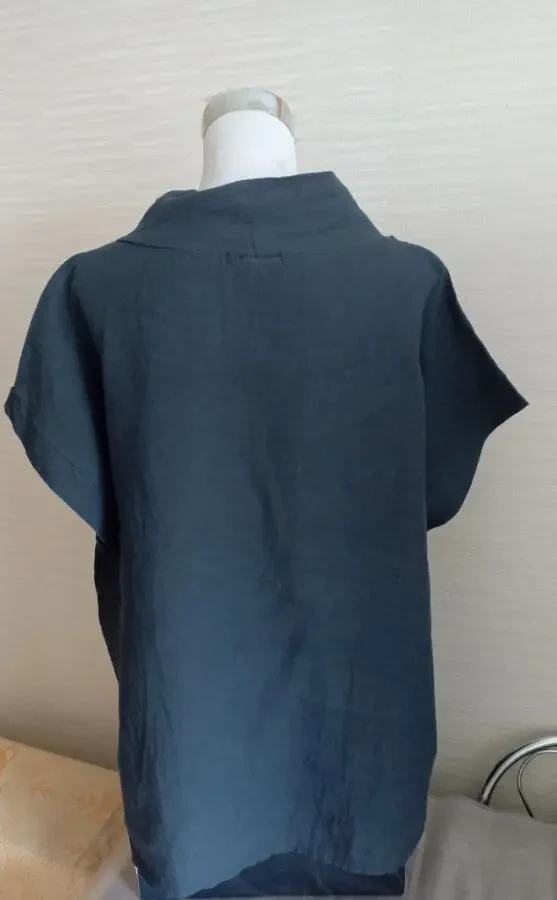 Femella Итальянская льняная женская блузка сизо синяя на 52-54 7