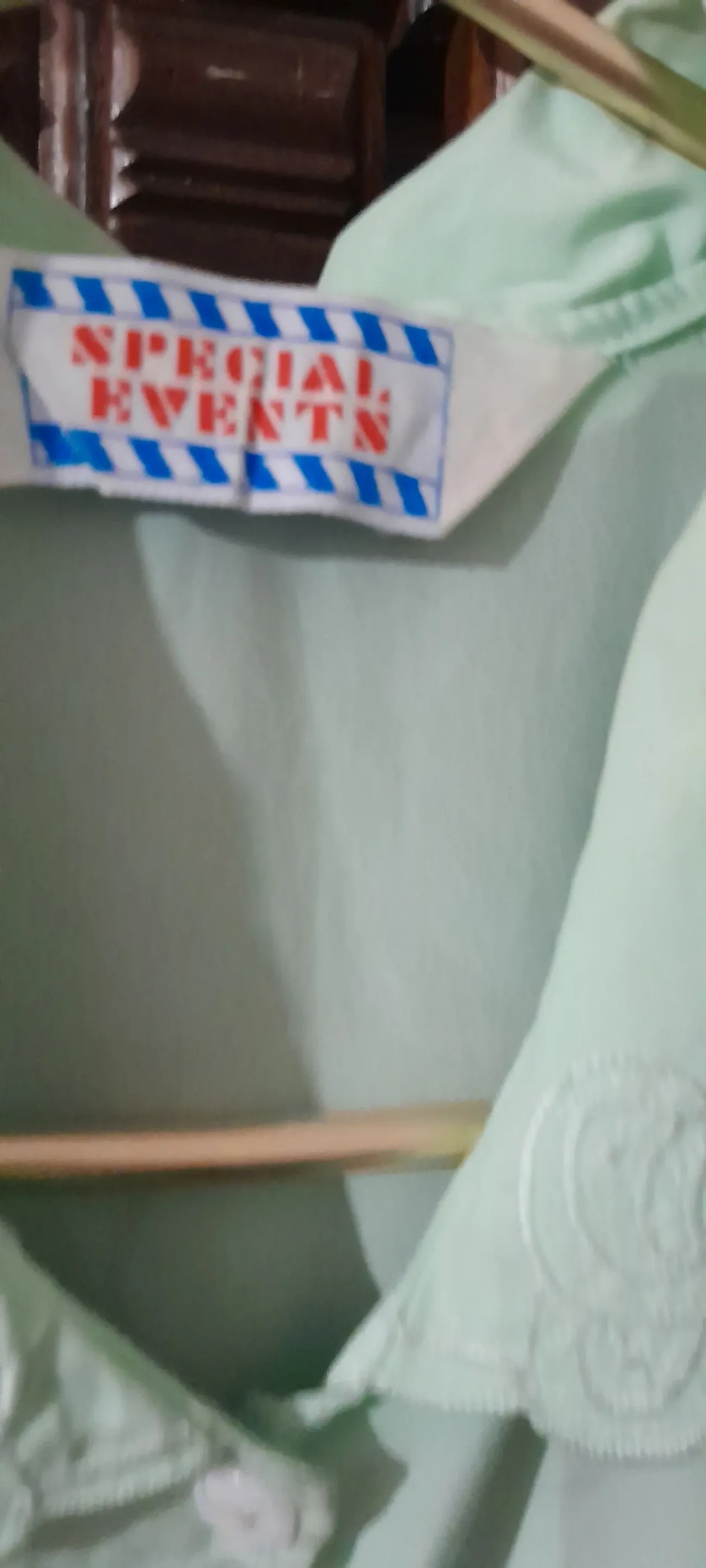 Красивая нежно-зелёная блуза с узорами на воротнике 5