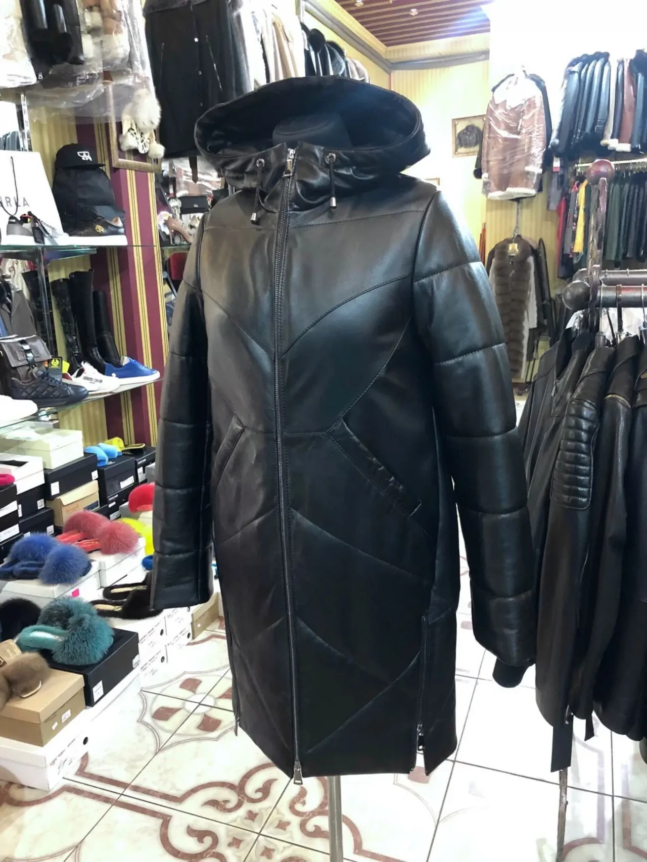 Пуховик шкіряний лайка 3