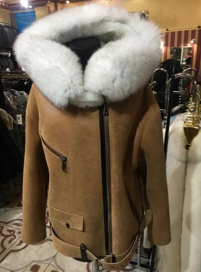 Дублянка капюшон з песцем(є кольори)